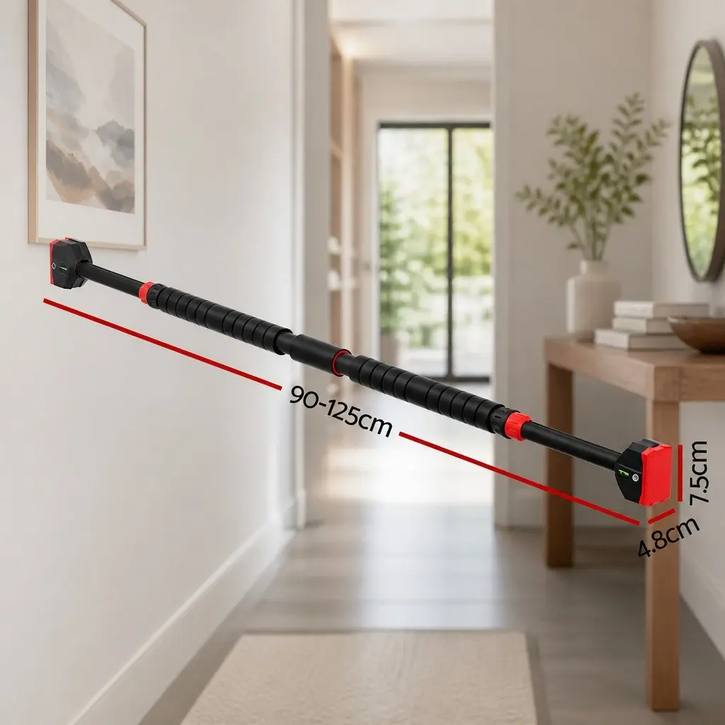 Doorway Pull Up Bar Telescopic 90-125cm Adjustable Chin Up Horizontal Gym Bar