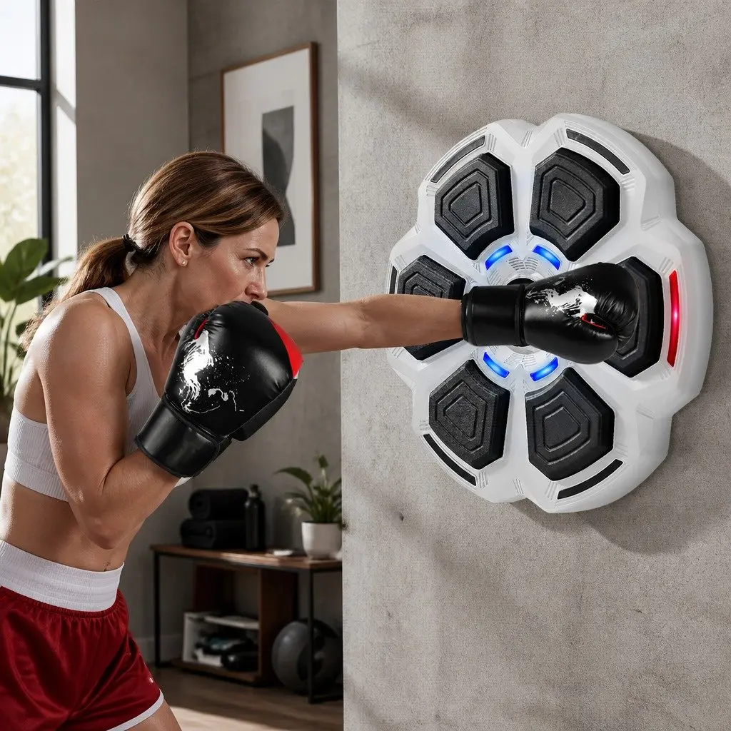 Music Boxing Machine Bluetooth Connectivity 40cm x 5cm with 8OZ Gloves
