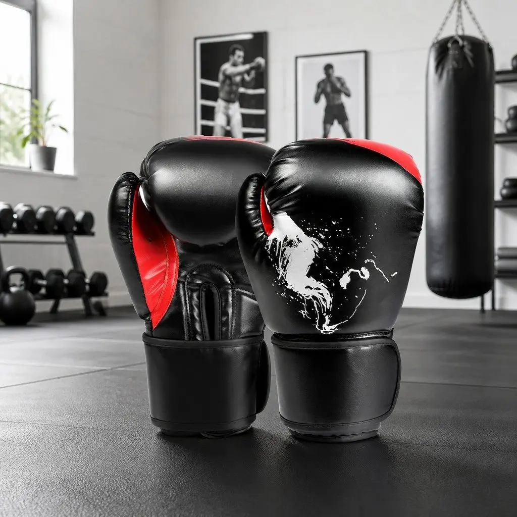 Boxing Gloves 8OZ PU Leather MMA Training Mitts Fight Sparring Punch Bag Gloves