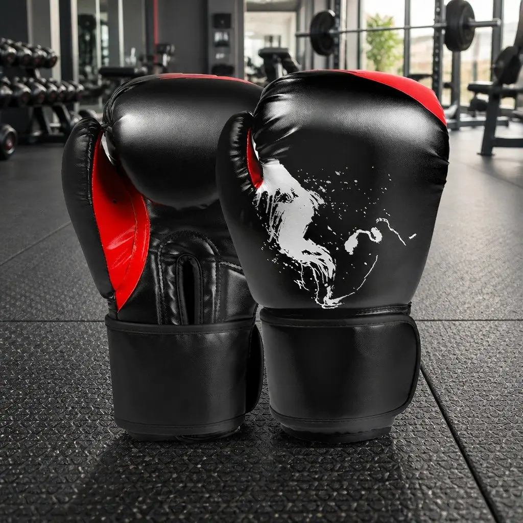 Boxing Gloves 8OZ PU Leather MMA Training Mitts Fight Sparring Punch Bag Gloves