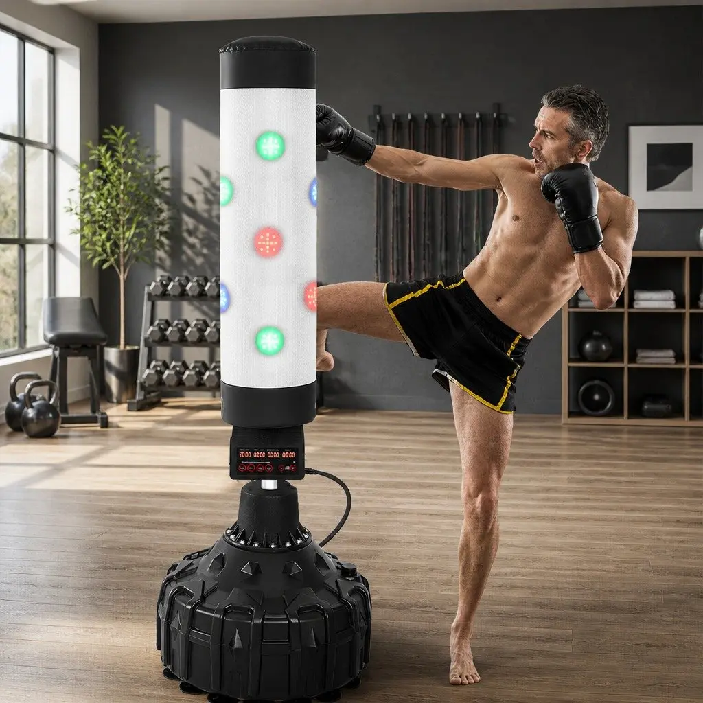 Smart Punching Bag Stand with LED Lights Interactive Training Modes Electronic