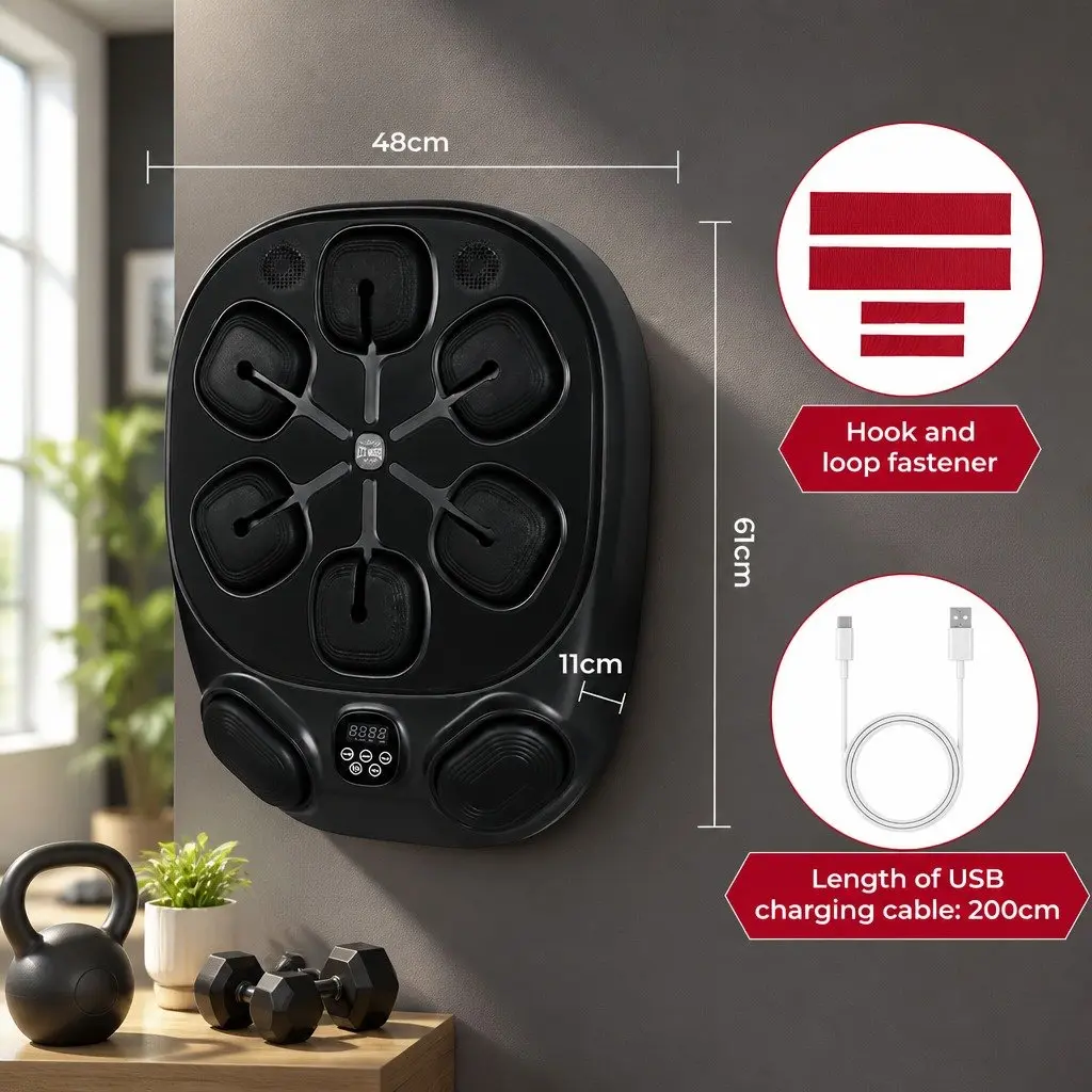Music Boxing Machine Wall Mount Home Gym Training Workout 10 Speed 9 Modes