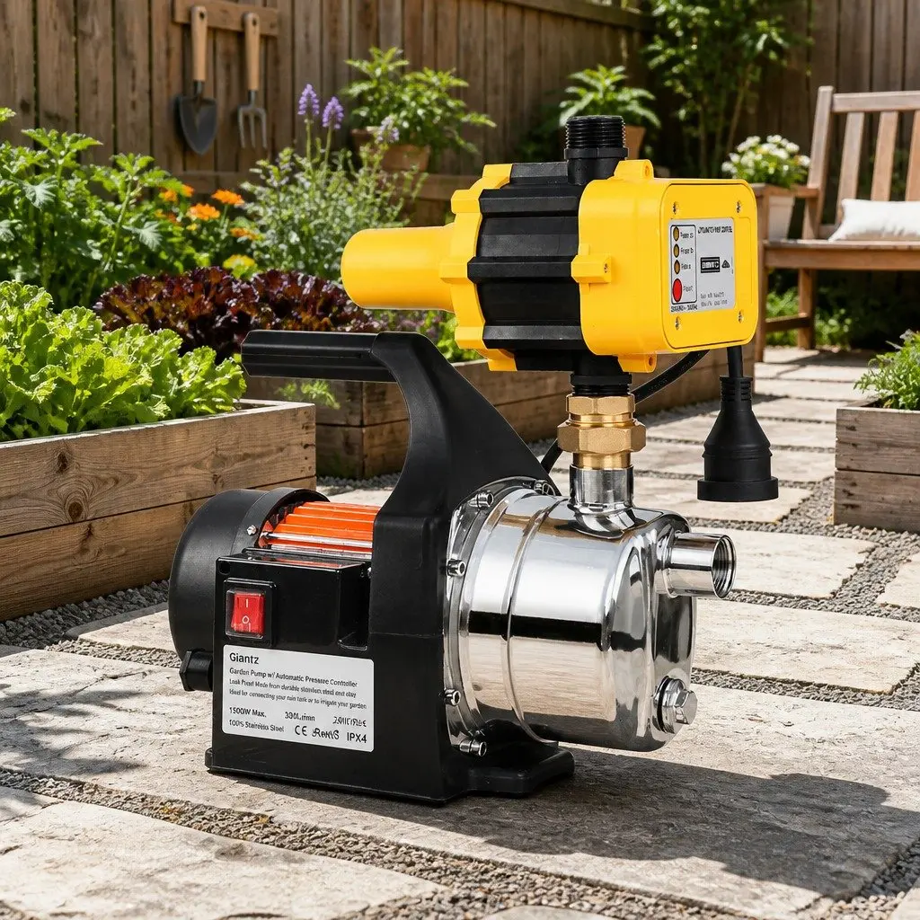 Irrigation Pump Automatic Pressure Controller 1500W High Pressure Garden Water Pump Yellow