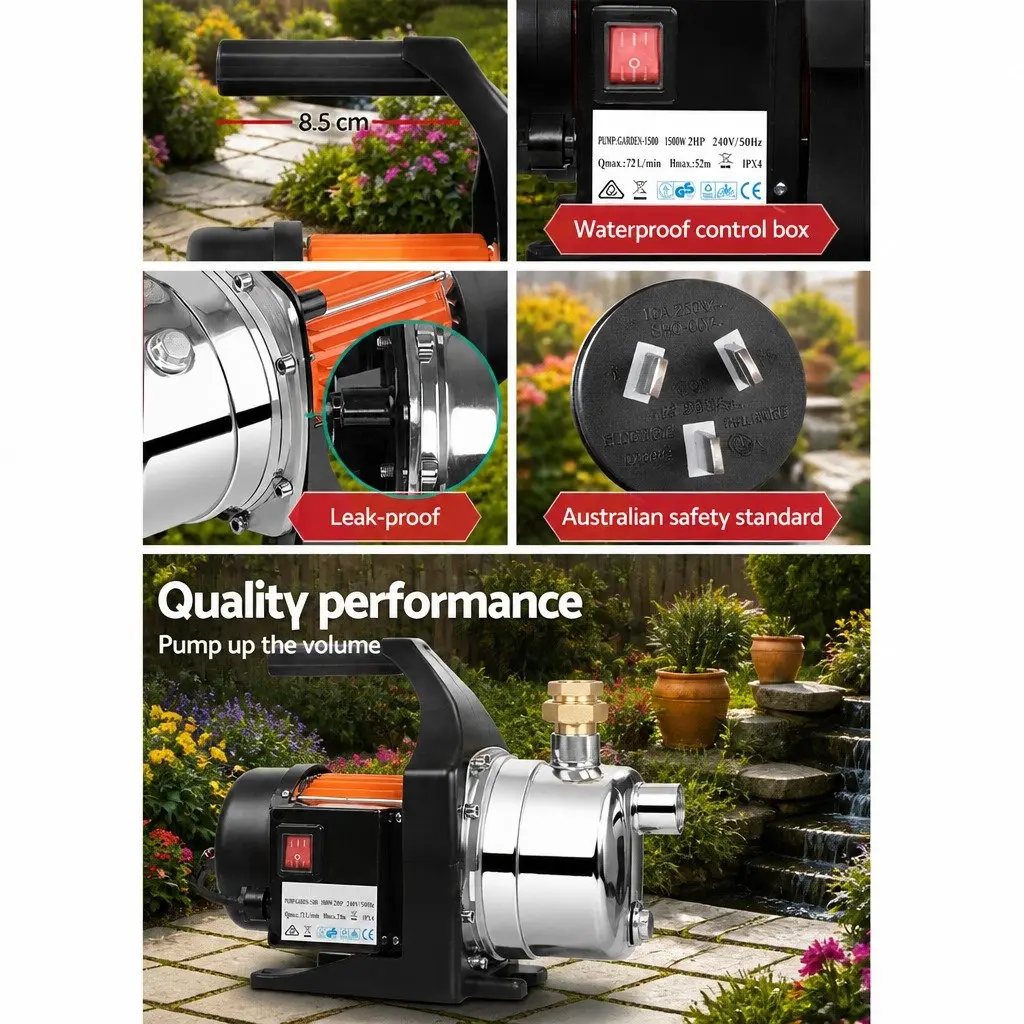 Irrigation Pump High-Performance Stainless Steel 1500W 72L/min Flow Rate