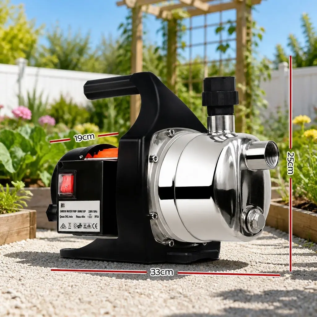 Garden Water Pump Stainless Steel 800W Max 54L/min Pressure Tank Irrigation