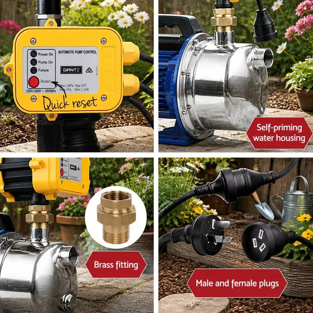 Irrigation Pump Stainless Steel Body Automatic Pressure Controller 1100W 4600L/H