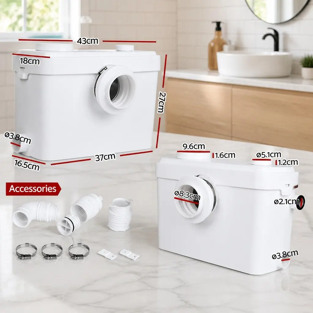 Macerator Sewage Pump Automatic 600W Waste Water Disposal Unit 3 Inlet Ports