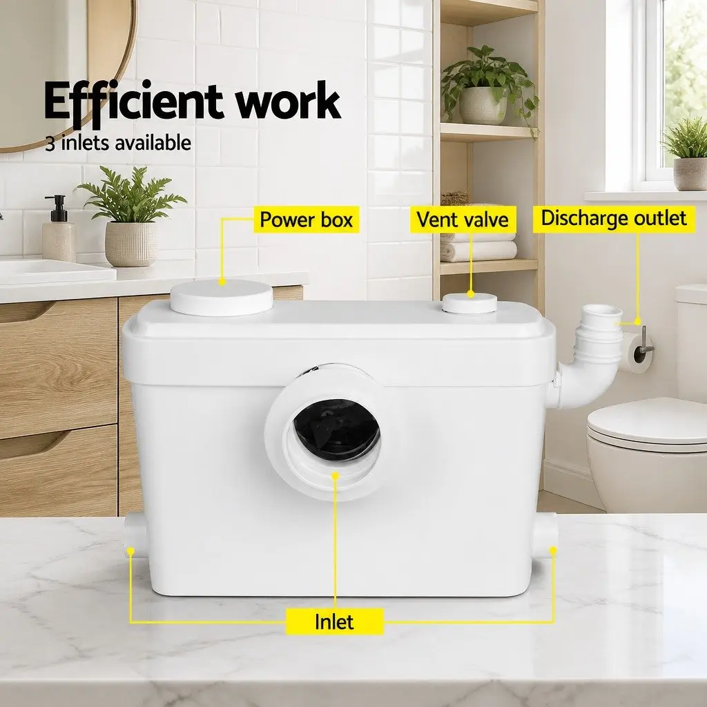 Macerator Sewage Pump Automatic 600W Waste Water Disposal Unit 3 Inlet Ports