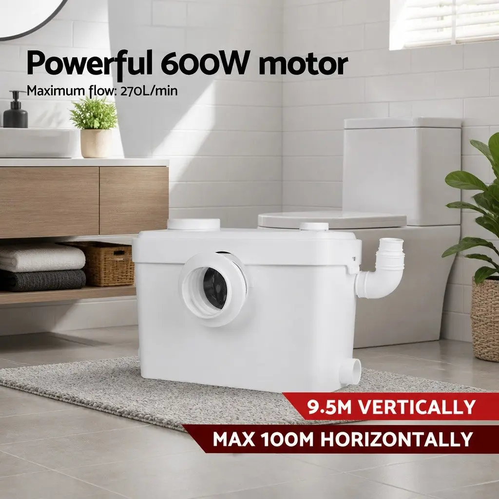 Macerator Sewage Pump Automatic 600W Waste Water Disposal Unit 3 Inlet Ports