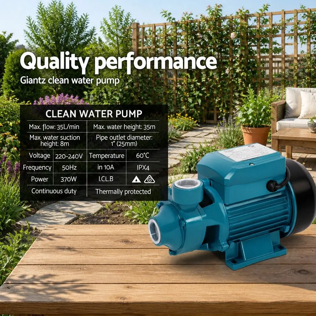 Clean Water Pump Electric Irrigation 0.5HP Rust-Resistant Brass Impeller Mountable Base