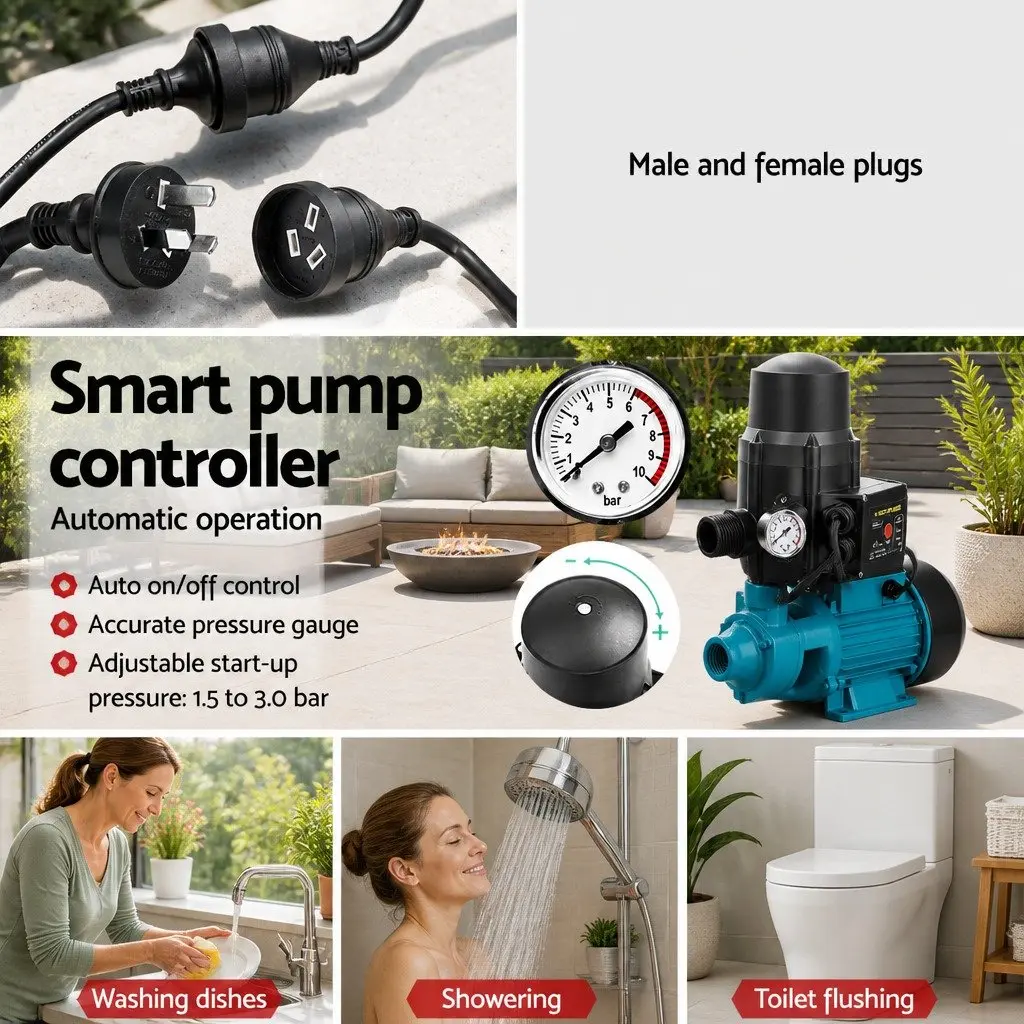 Water Pump 750W Automatic Electronic Pressure Control 3300L/Hour