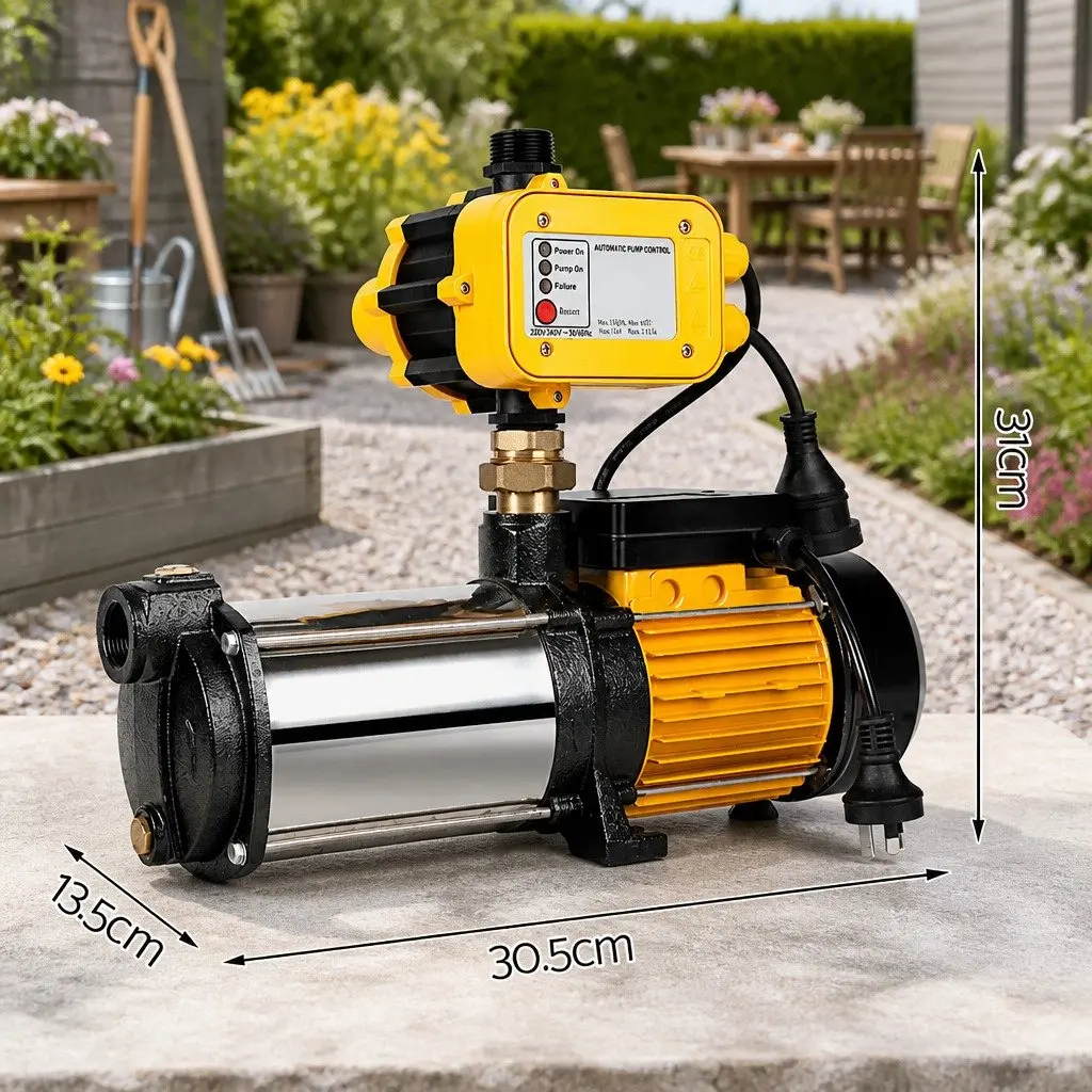 4-Stage Garden Water Pump 2000W Max Pressure Irrigation Booster Rainwater Tank