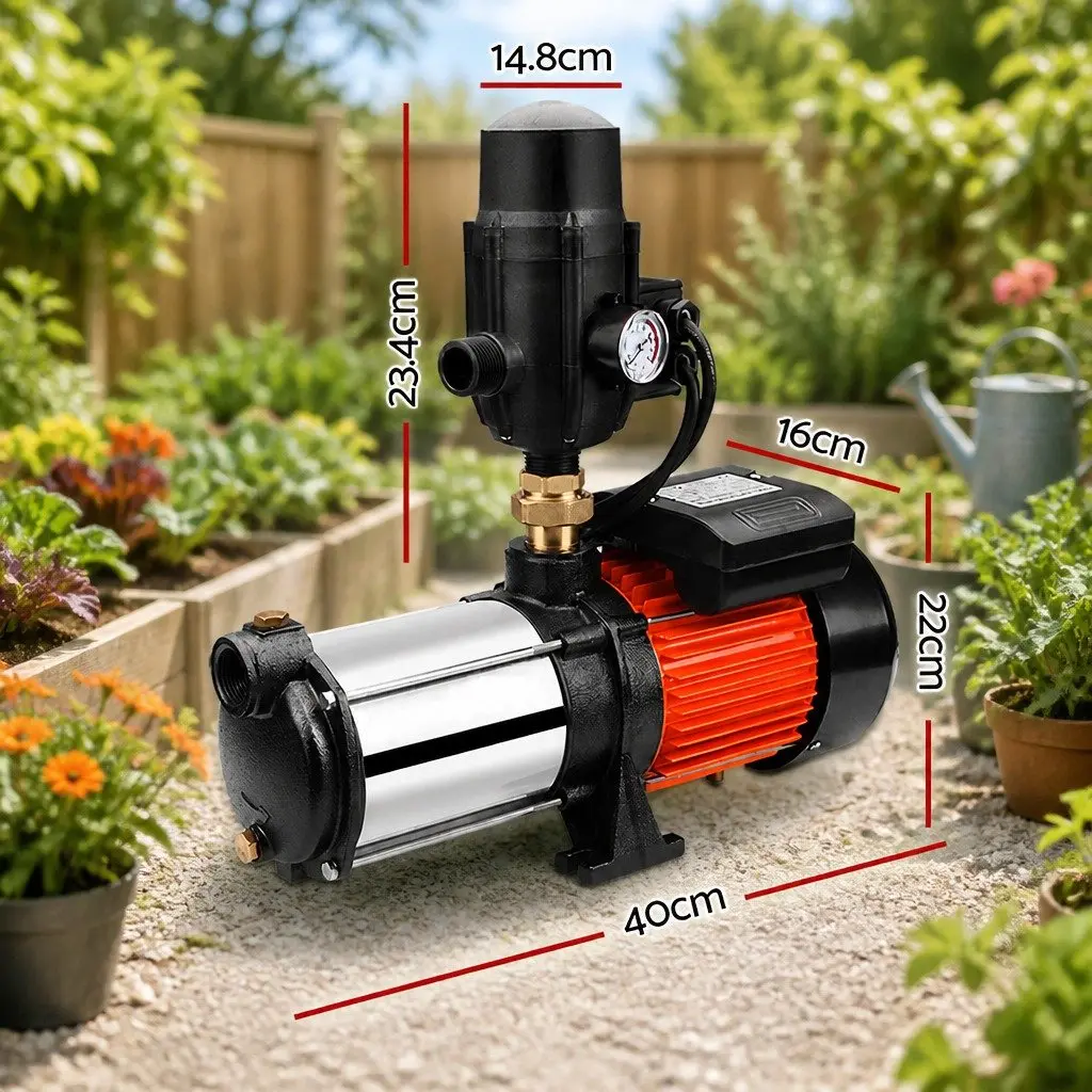 Irrigation Pump Automatic Multi-Stage 1800W Stainless Steel Self-Priming for Garden and Farm Use