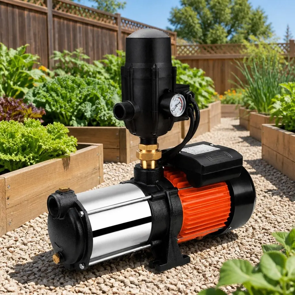 Irrigation Pump Automatic Multi-Stage 1800W Stainless Steel Self-Priming for Garden and Farm Use