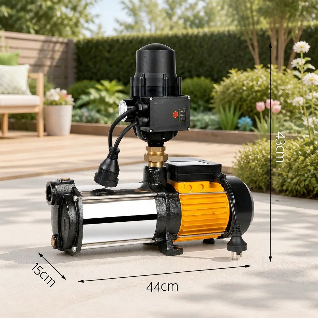 5-Stage Water Pump 2500W Stainless Steel 64m Max Pressure Garden Irrigation Booster