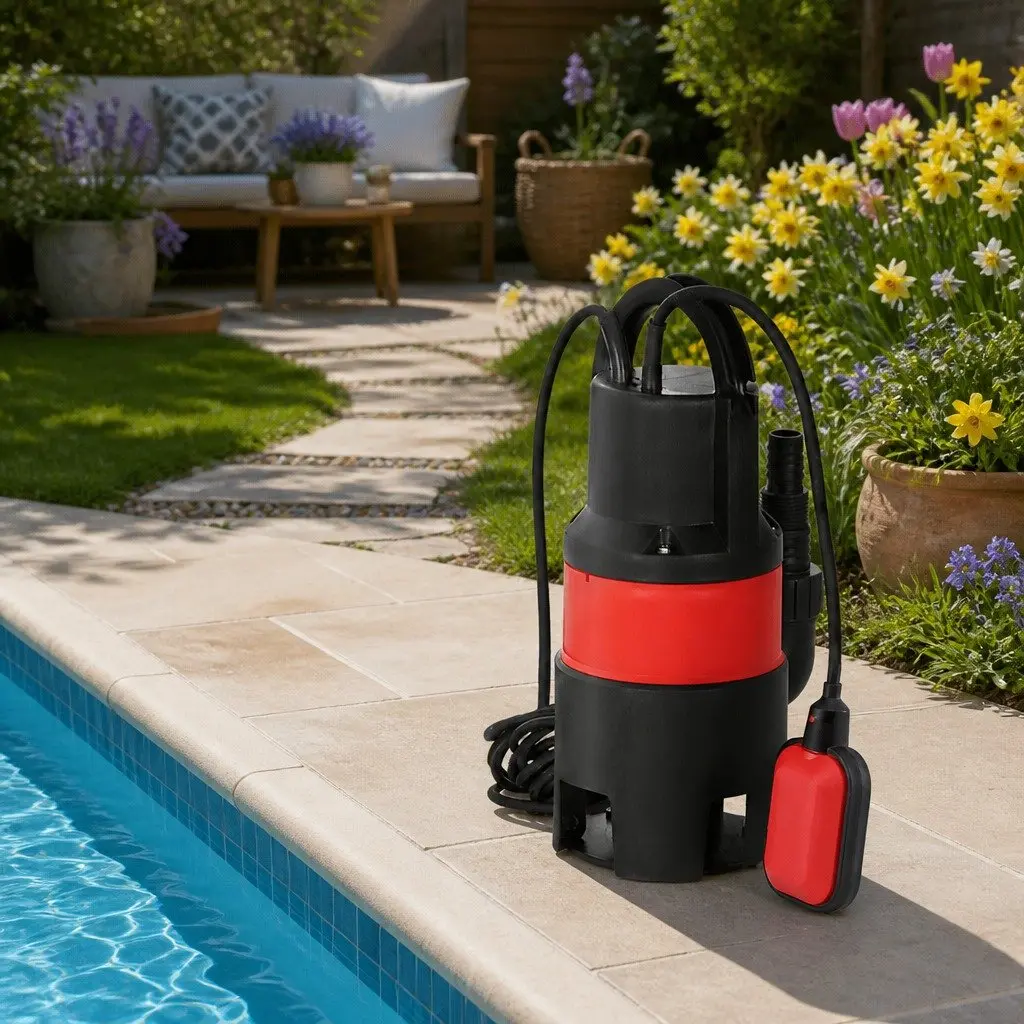 Submersible Pump 550W Heavy-Duty Portable Red for Dirty Water Drainage 10m Cable