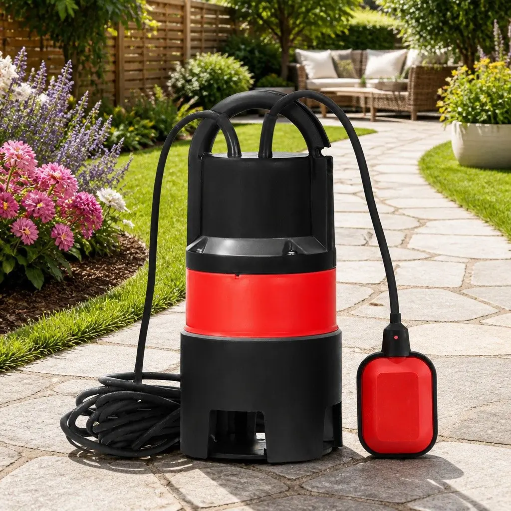 Submersible Pump 550W Heavy-Duty Portable Red for Dirty Water Drainage 10m Cable