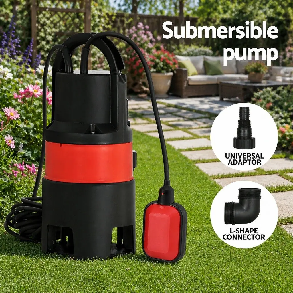 Submersible Pump 550W Heavy-Duty Portable Red for Dirty Water Drainage 10m Cable