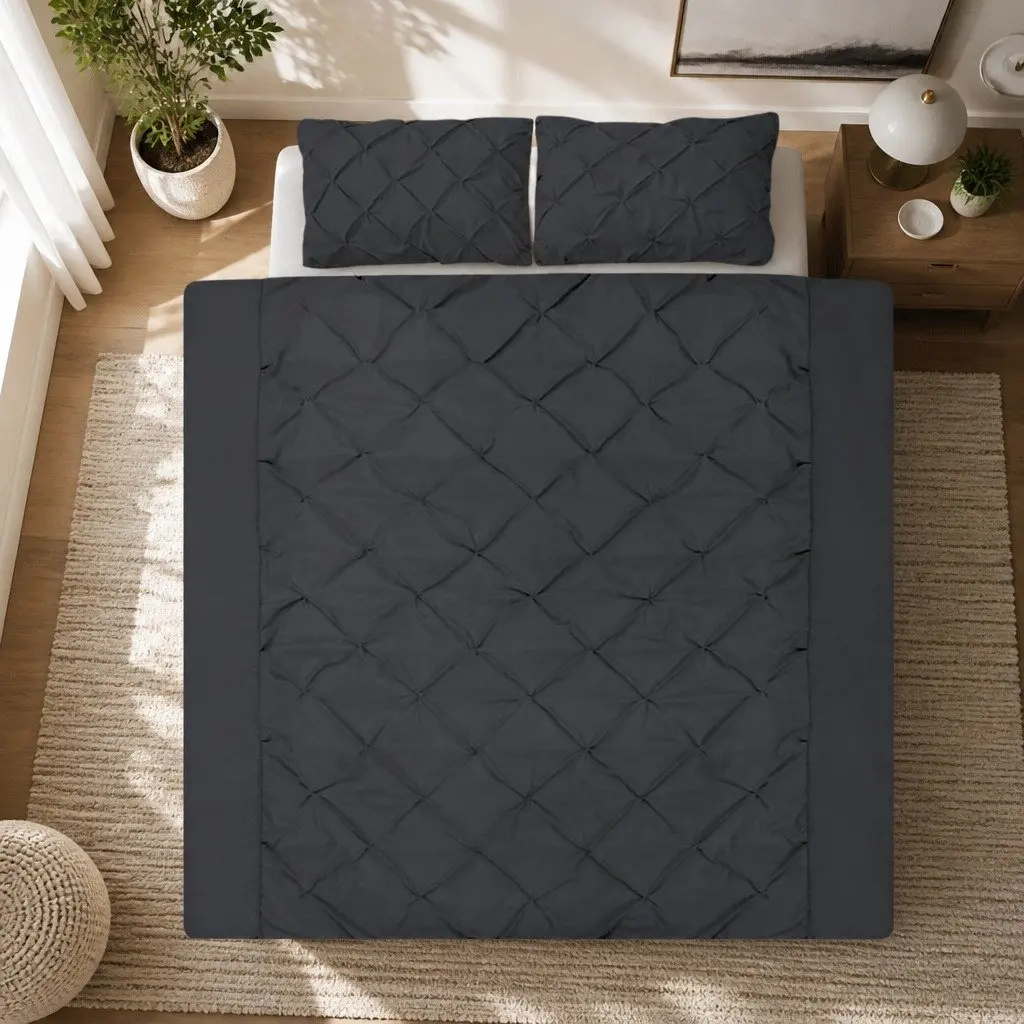 3 Piece Black Quilt Cover Set