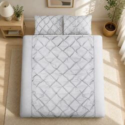 Friendly Grey Quilt Cover Set with Diamond Pintuck Design
