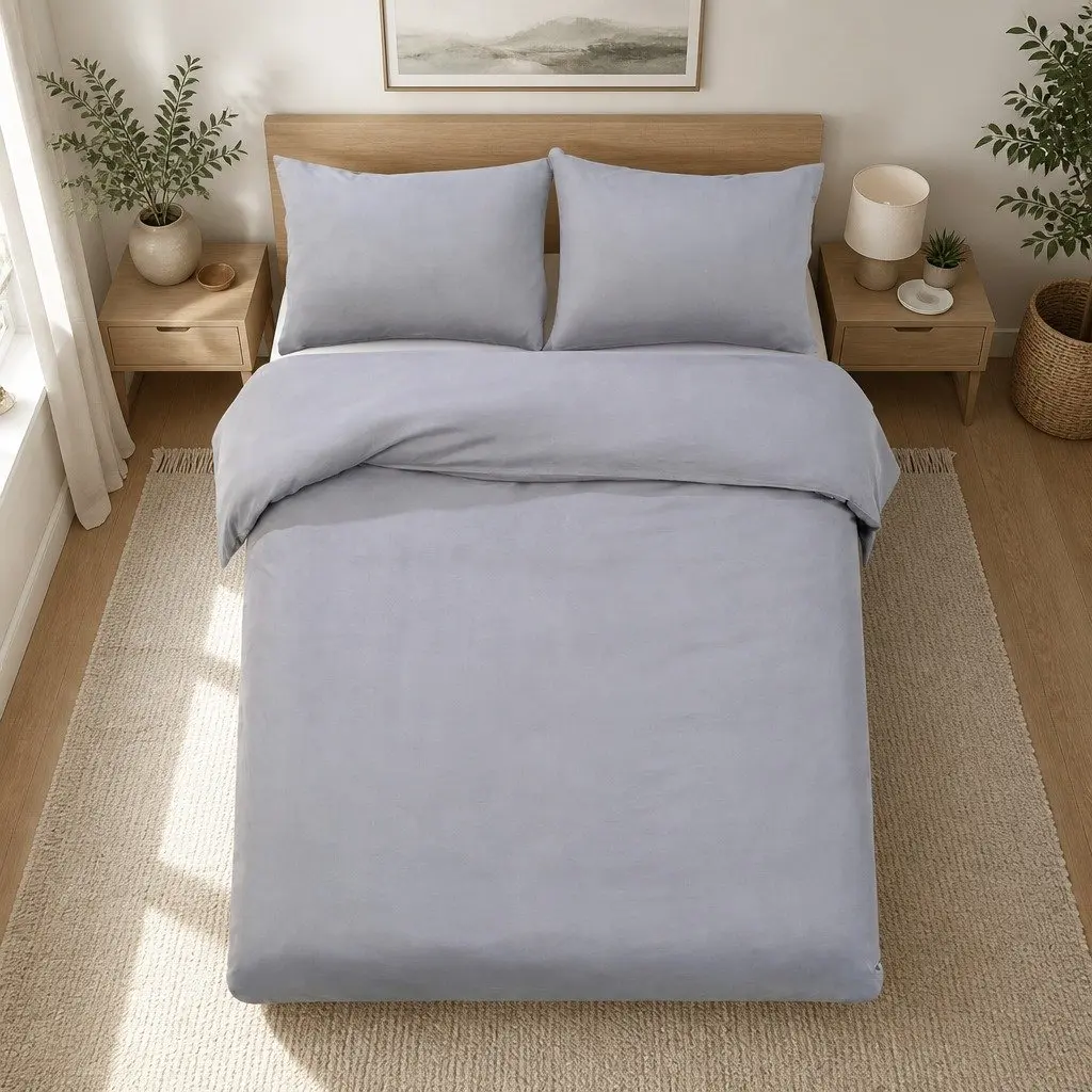 Grey Microfibre 3-Piece Super King Quilt Cover Set