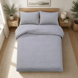Grey Microfibre 3-Piece Super King Quilt Cover Set