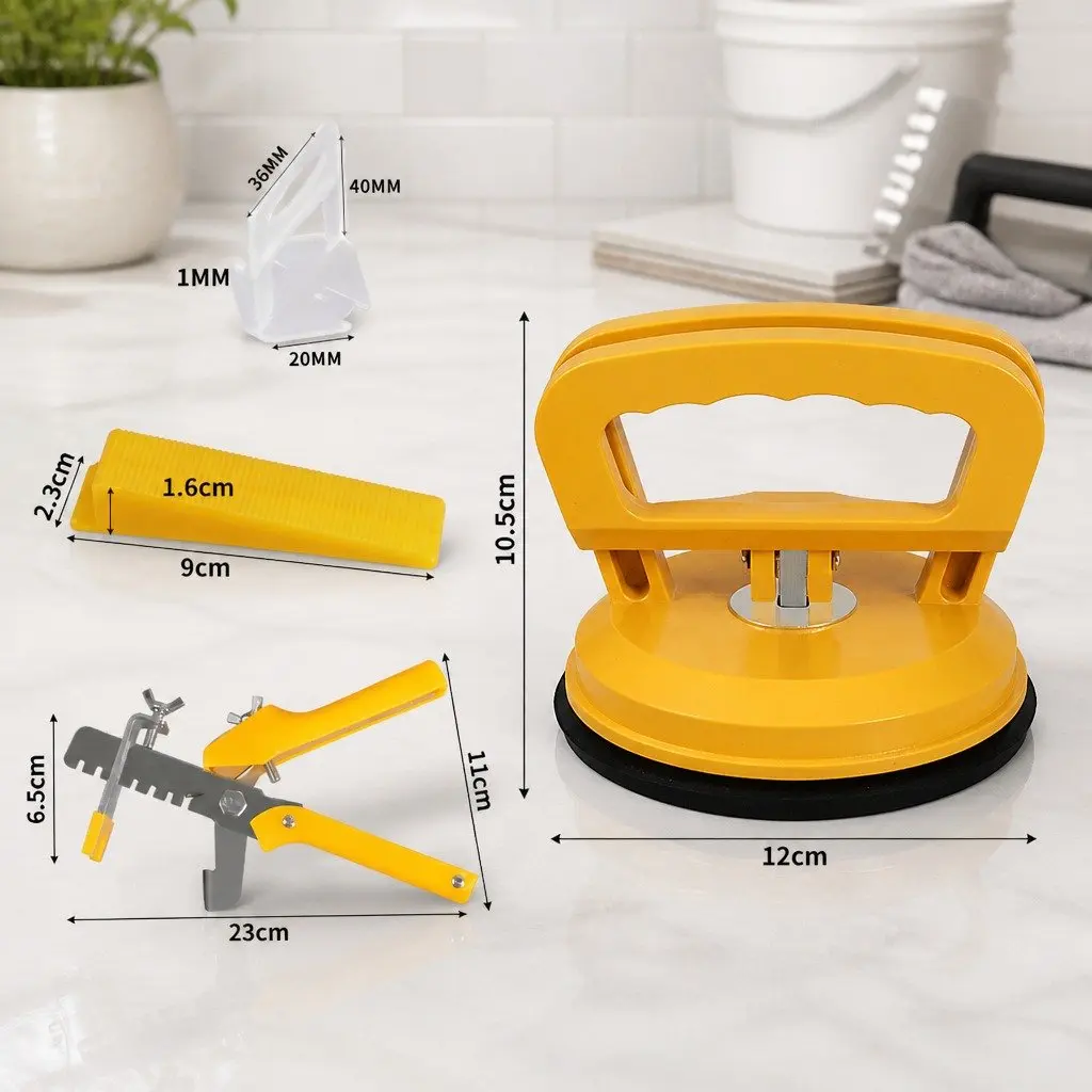 Tile Leveling System Kit 400 Clips 200 Wedges Plier Suction Cups Installation