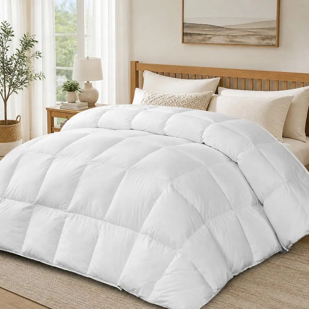 Queen Quilt All Season Siliconized Fibrefill Baffle Box Design Soft Polyester