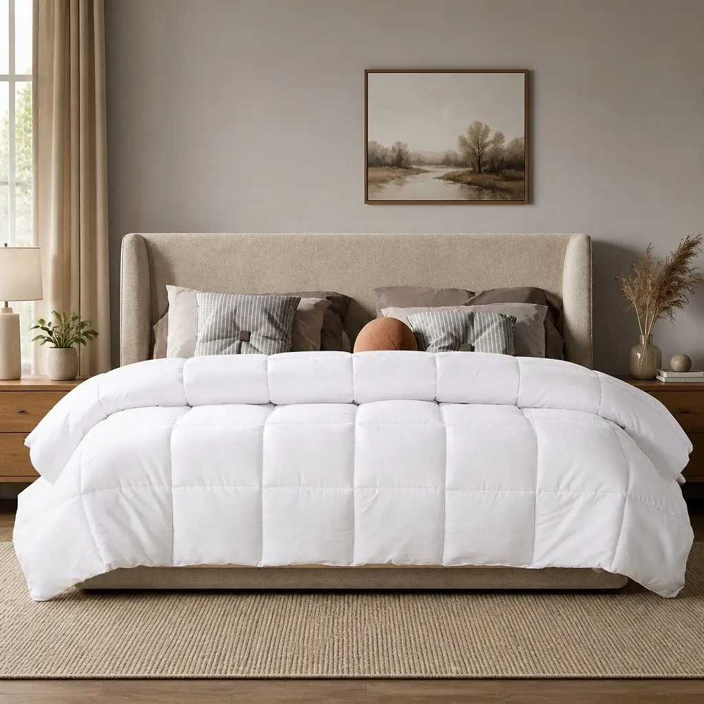 Double Quilt 400GSM Renewable Fiber Soft Baffle Box Hypoallergenic Breathable 210cm L x 180cm W