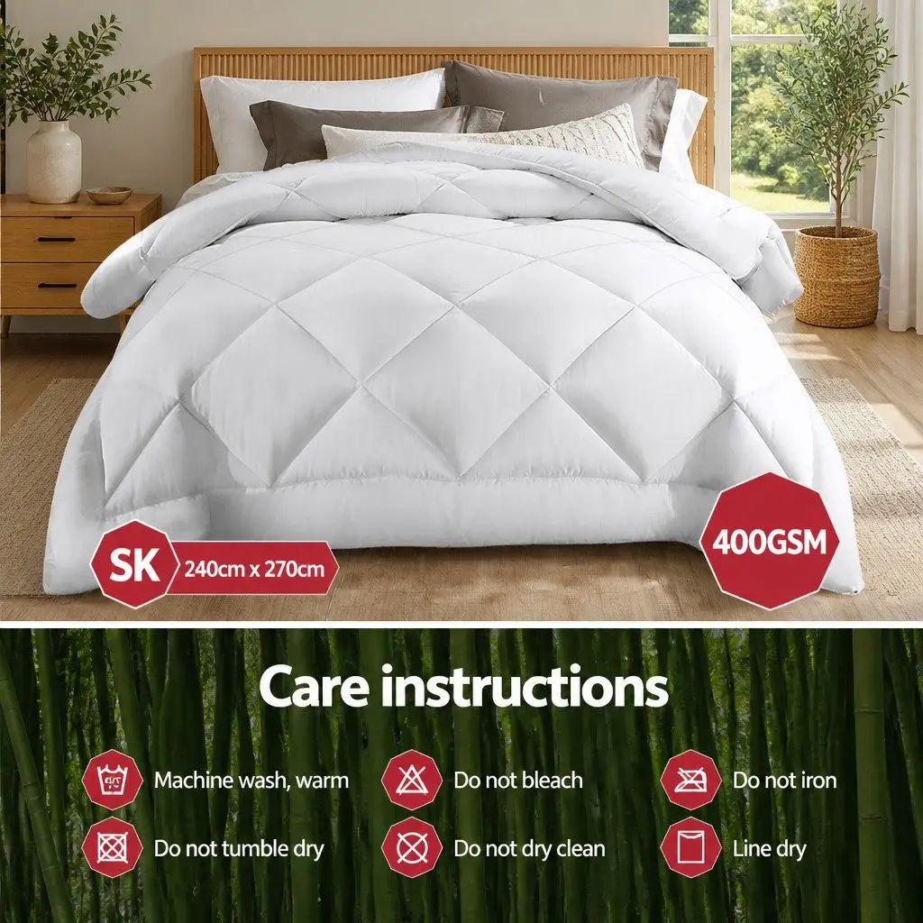 Microfibre Bamboo Quilt Super King Size 240x270cm Baffle Box Design Breathable