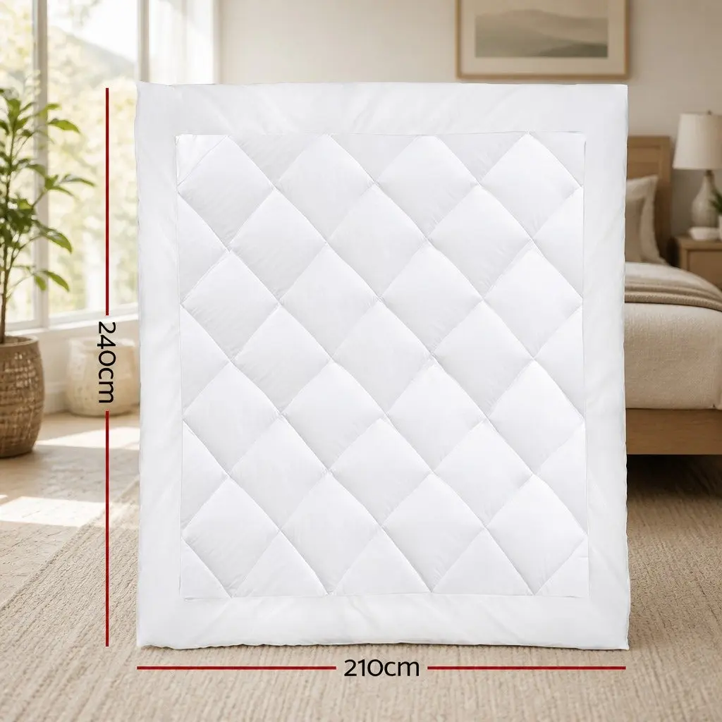 King Size Quilt Bamboo Microfibre Bedding White Diamond Stitch Baffle Box Design