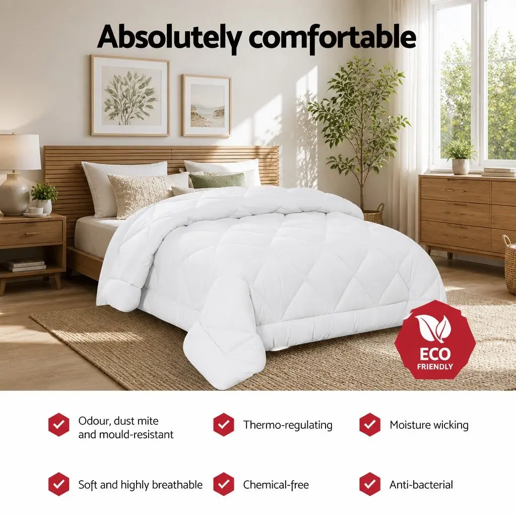 Queen Bamboo Microfibre Quilt 800GSM Filling Baffle Box Design Breathable