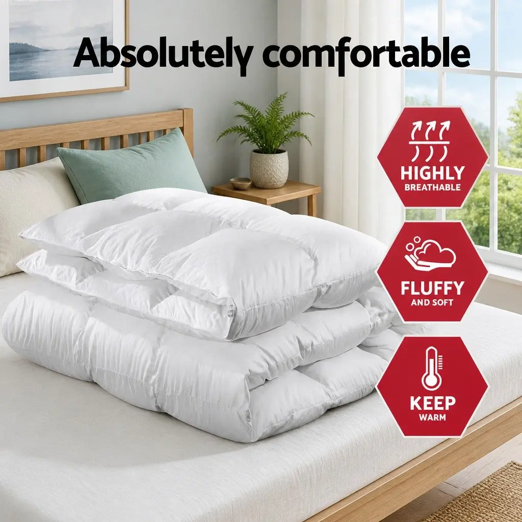 Duck Down Feather Quilt Winter Double Bed 700GSM Baffle Box White