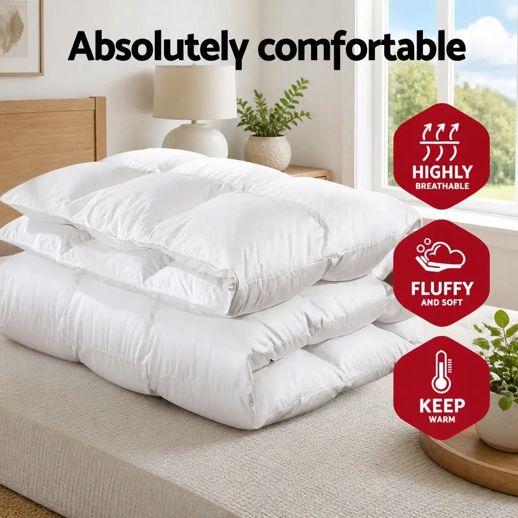 Duck Down Feather Quilt Lightweight Single Size 700GSM White