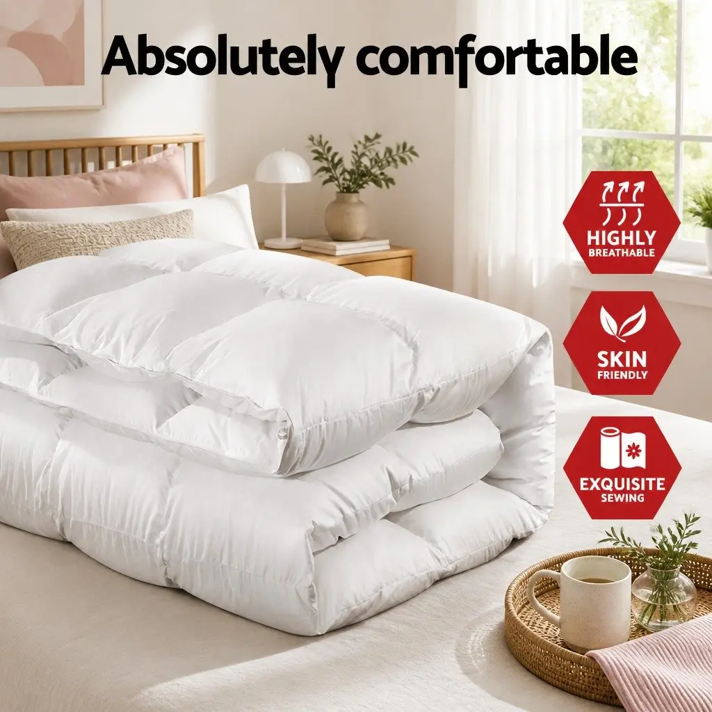 King Size Lightweight Duck Down Feather Quilt Warm White Cotton Cover