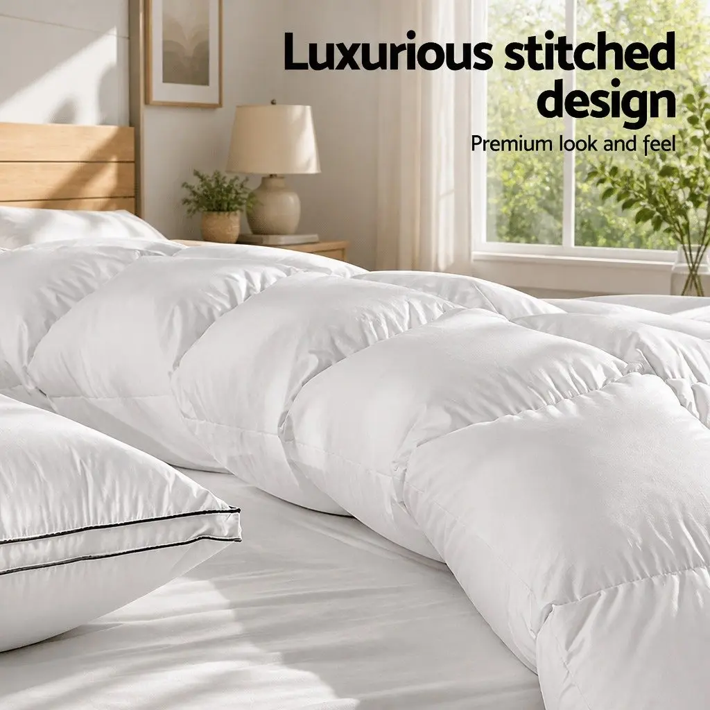 King Size Lightweight Duck Down Feather Quilt Warm White Cotton Cover