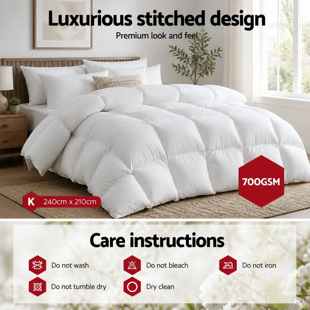 King Size Lightweight Duck Down Feather Quilt Warm White Cotton Cover
