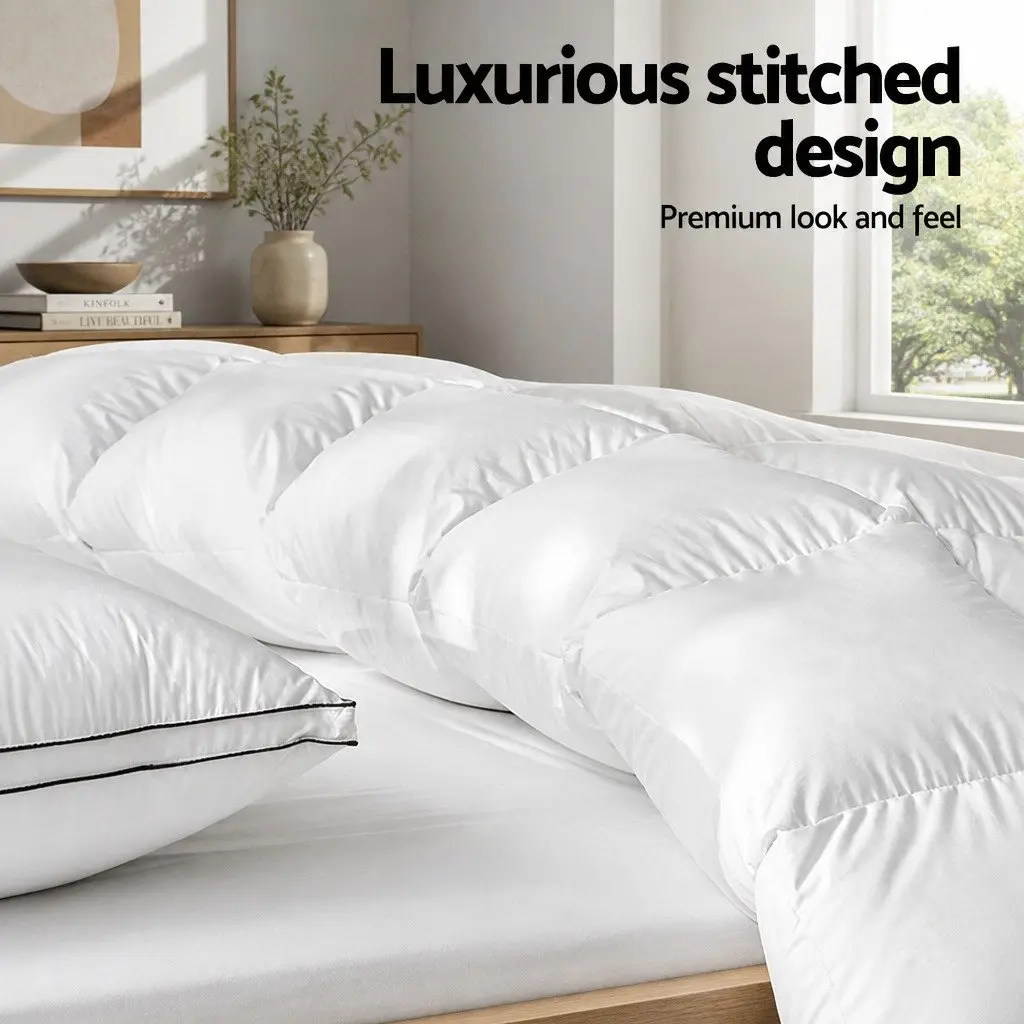 Duck Feather Down Quilt 500GSM Super King Winter Warmth White Bedding