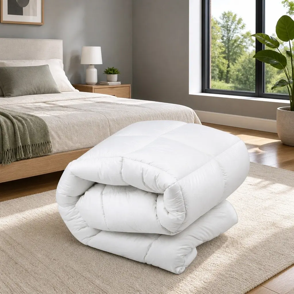 Duck Feather Down Quilt 500GSM Super King Winter Warmth White Bedding