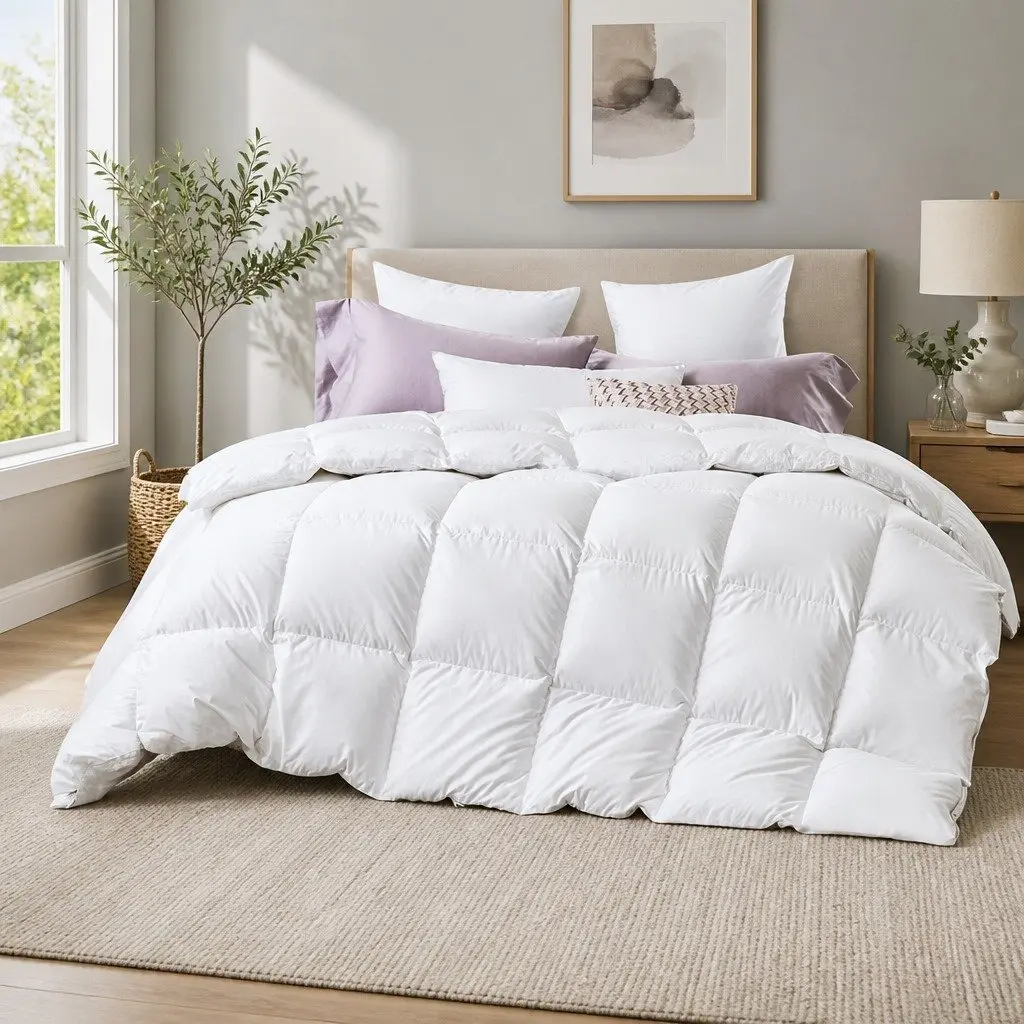 Duck Feather Down Quilt 500GSM Super King Winter Warmth White Bedding