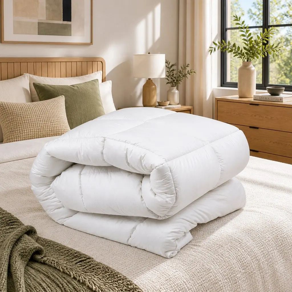 Duck Feather Down Quilt Baffle Construction King Size 500GSM Winter Bedding