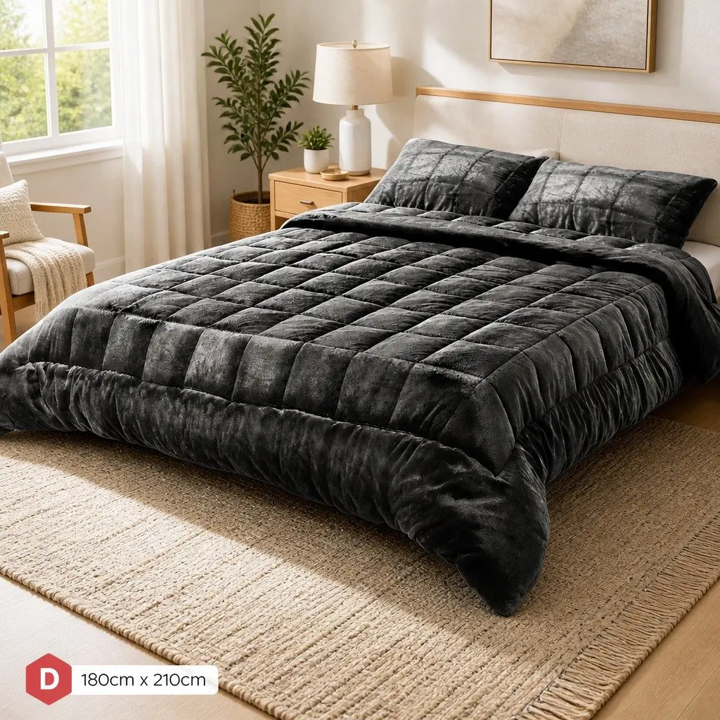 Charcoal Faux Mink Quilt