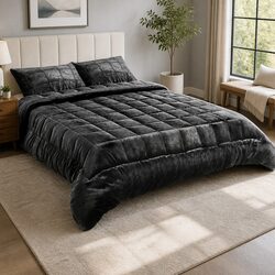 Your Cozy Companion: Charcoal Faux Mink King Quilt