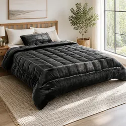 Experience Comfort with Our Charcoal Faux Mink Quilt