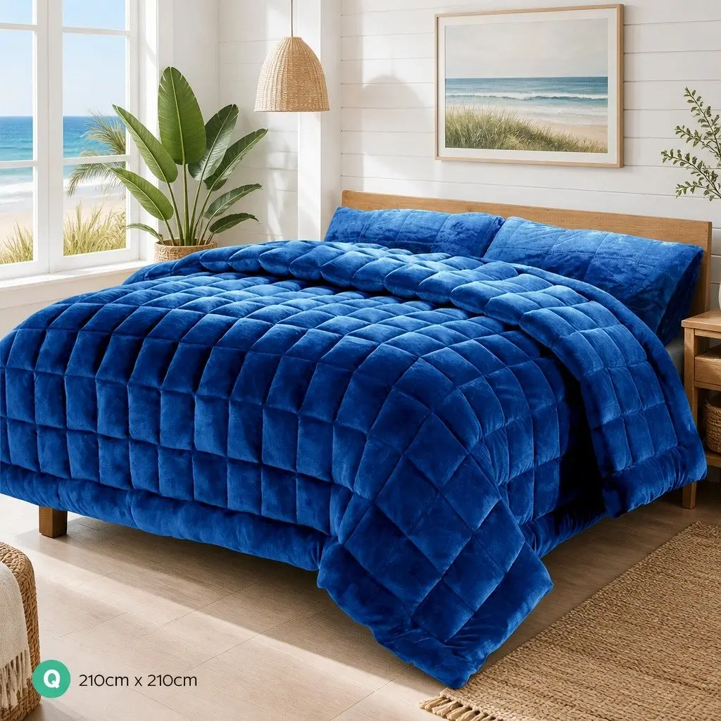 Faux Mink Quilt Double-Sided Winter Queen Size Soft Bedding with 2 Pillowcases