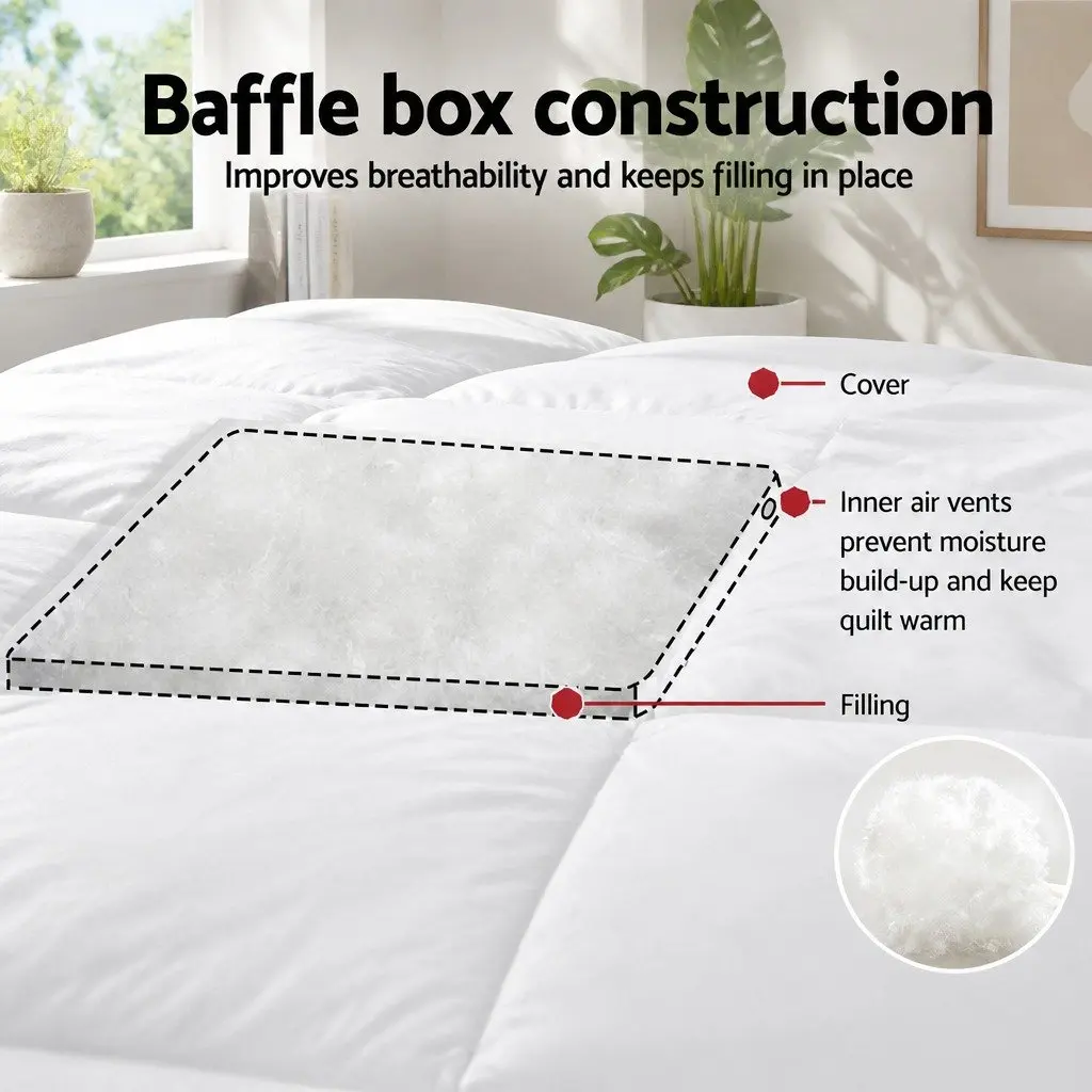 Double Size Goose Down Feather Duvet Quilt Winter Comforter 800GSM White