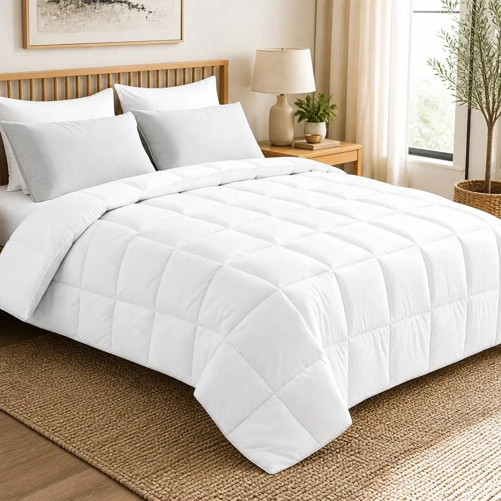 Super King Duvet All Season Microfibre Quilt 400GSM Baffle Box White
