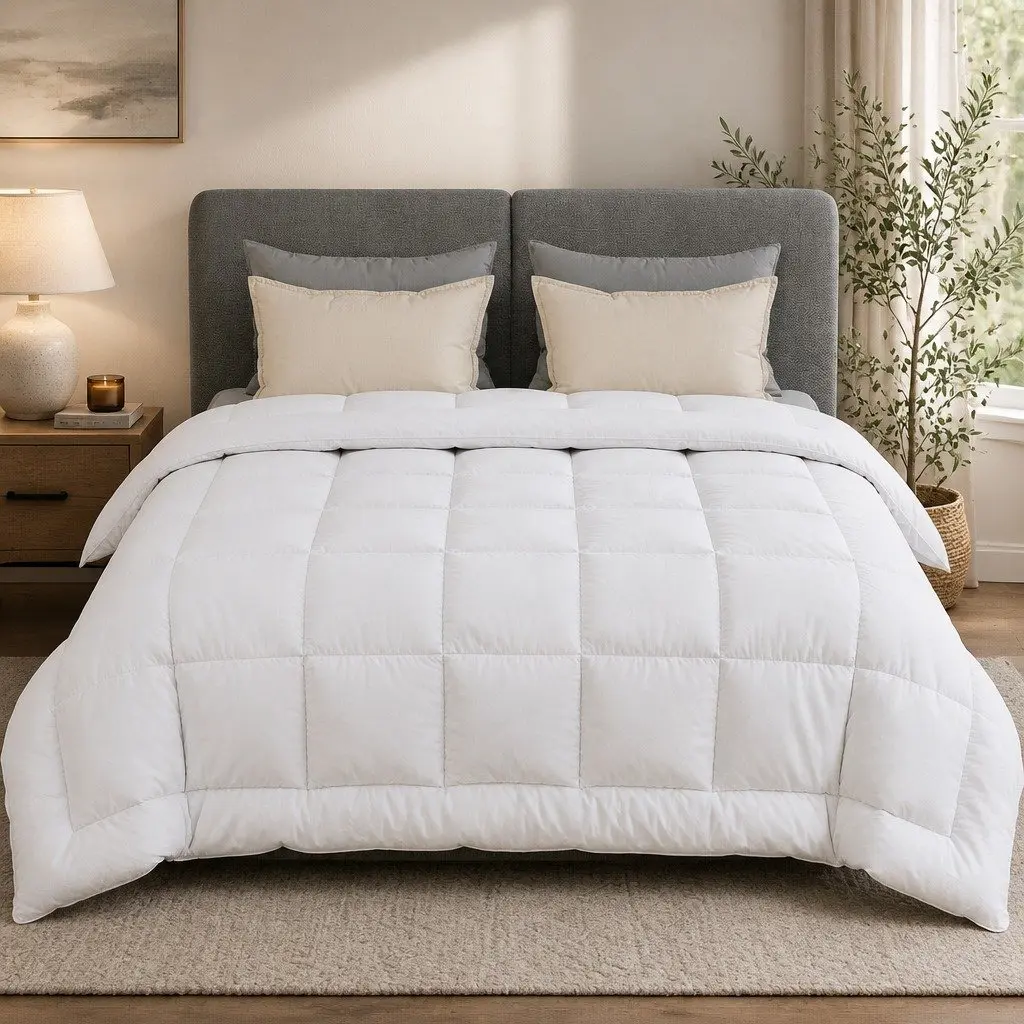 Wool Quilt 500GSM King Size Winter Doona Baffle Box Construction Cotton Cover