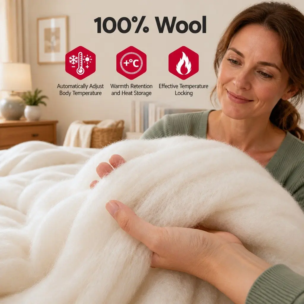 Wool Quilt 500GSM King Size Winter Doona Baffle Box Construction Cotton Cover