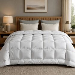 Wool Quilt 500GSM Queen Winter Doona Baffle Box Construction White Bedding
